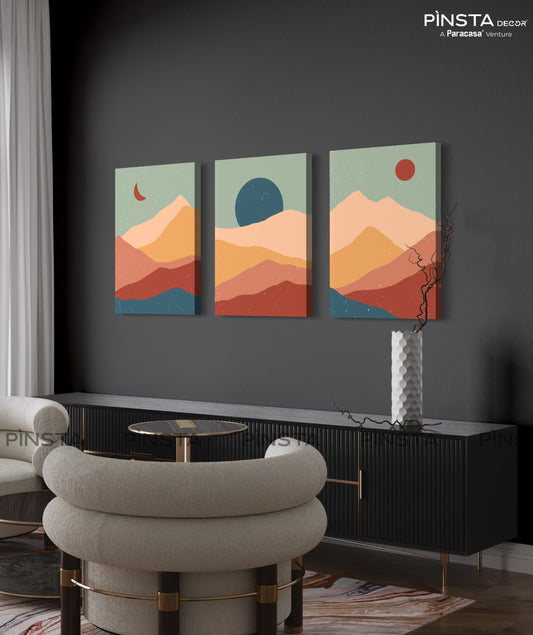 Colorful Peaks at Dusk (Set of 3)